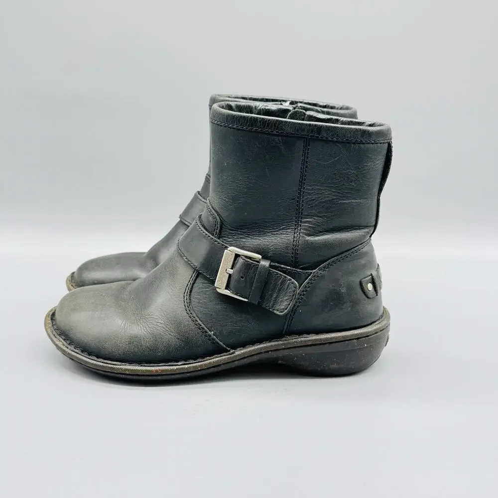 UGG Boots Womens 5 Leather Shearling Lined Buckle Winter Casual Shoes